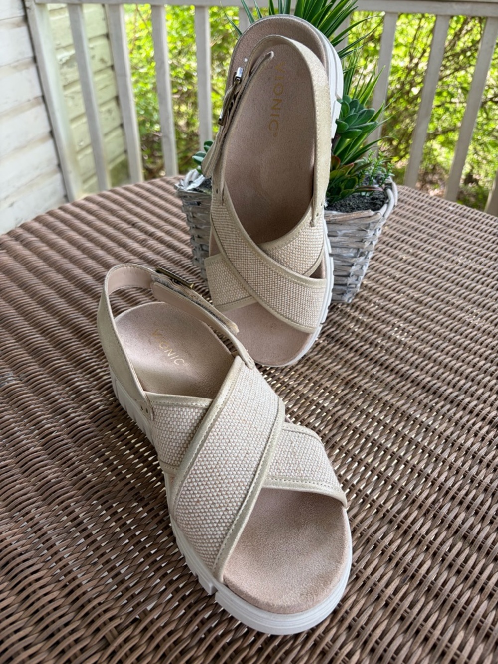 Lightweight Beige Platform Slingback Sandals - Picture 6 of 8